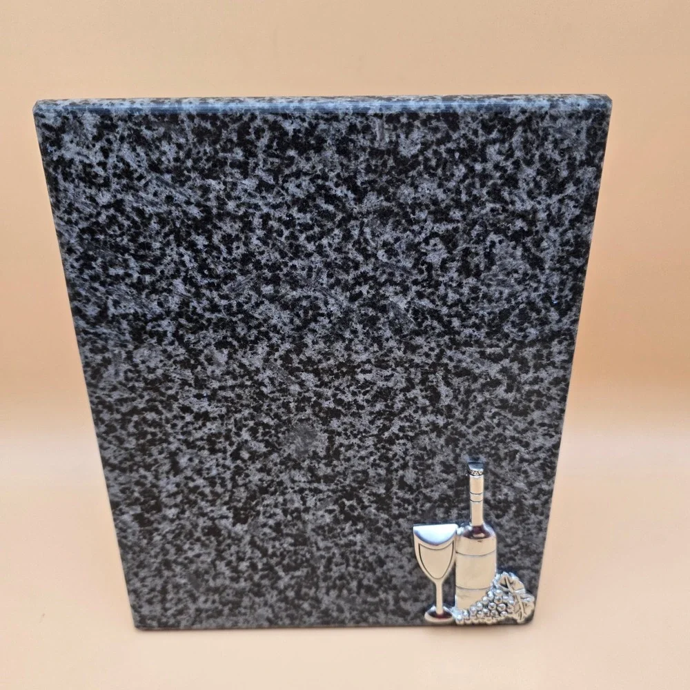 Granite Cheese Board Trivet Wine Bottle Glass Grapes Metal Accent Kitchen‎ Decor